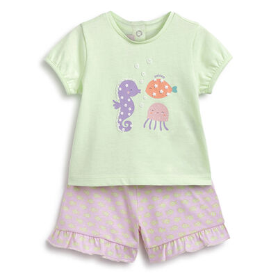 Girls Light Pink T-shirt with Short Pants